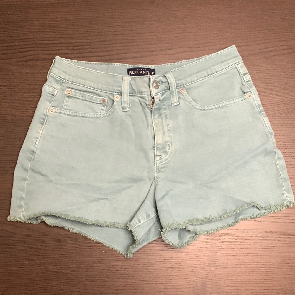 J Crew Sage Green Denim Shorts